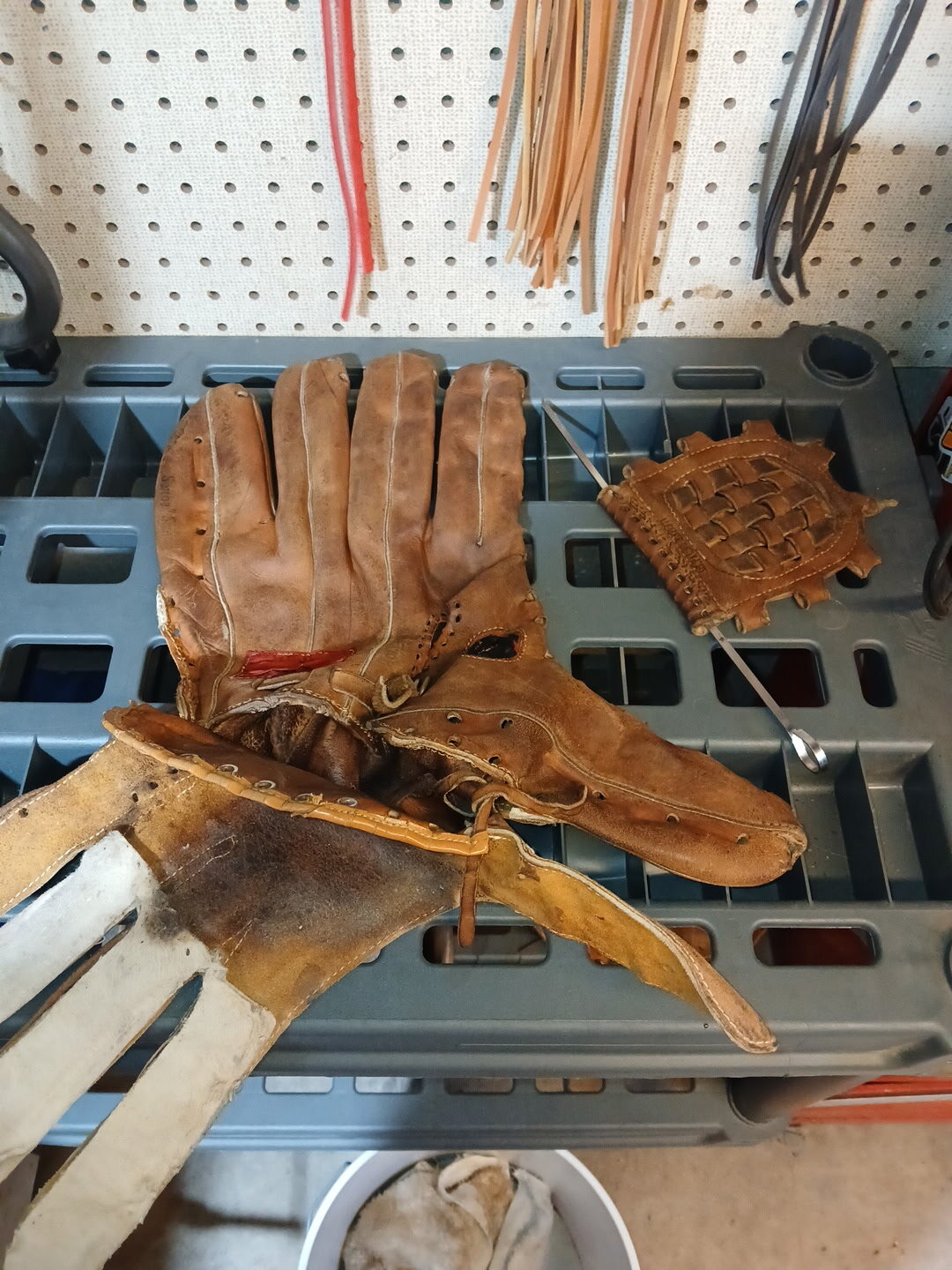 Rawlings RBG softball glove during restoration