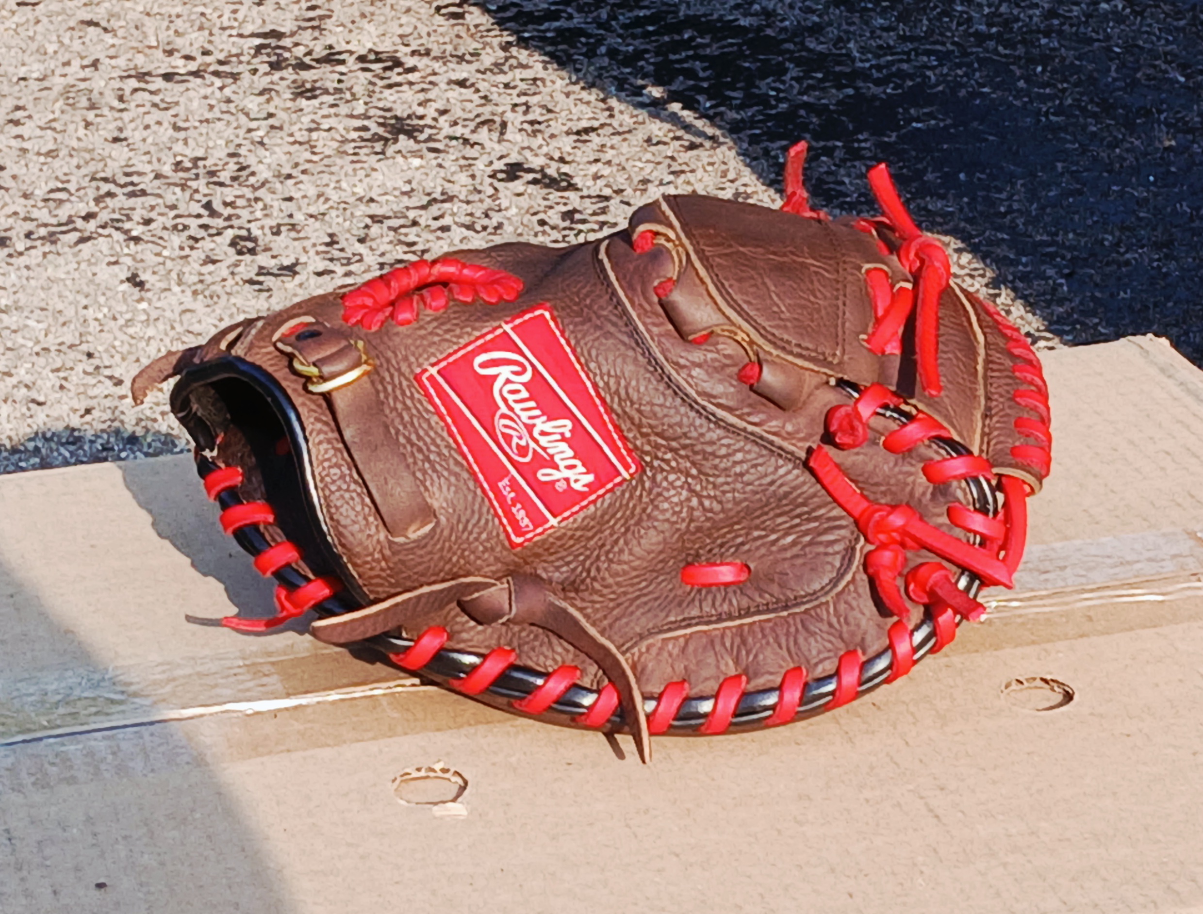 Completed Rawlings Renegade catcher's mitt